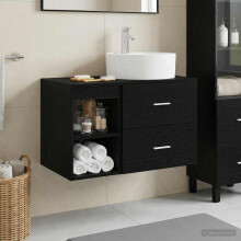 vidaXL Bathroom Furniture Set 2 pcs Black Oak Engineered Wood