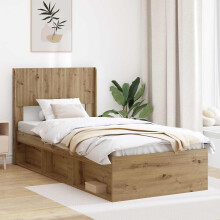 vidaXL Bed Frame with Storage and Headboard Artisan Oak 75 x 190 cm