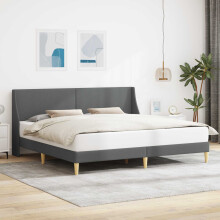 vidaXL Bed Frame with Headboard Dark Grey 180 x 200 cm Fabric