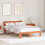 VidaXL vidaXL Bed Frame with Headboard Wax Brown 135 x 190 cm Solid Pine Wood 1