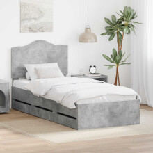 vidaXL Bed Frame with Drawer Concrete Grey 90 x 190 cm Engineer Wood