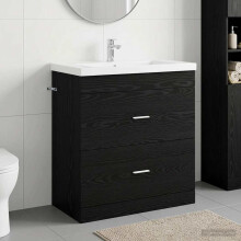 vidaXL Bathroom Under Sink Cabinet Black Oak 78.5 x 37.5 x 81 cm