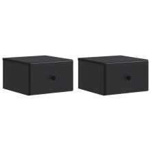 vidaXL Wall-Mounted Bedside Cabinet 2 pcs Black 34.5 x 33 x 20 cm