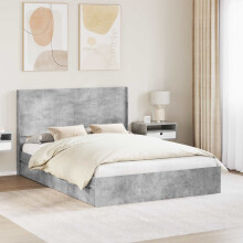 vidaXL Bed Frame with Storage and Headboard Concrete Grey 150 x 200 cm