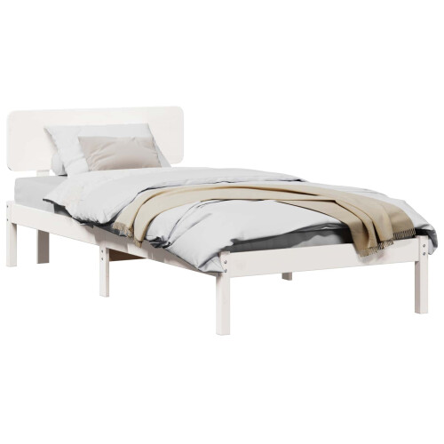 VidaXL vidaXL Bed Frame with Headboard White 75 x 190 cm Solid Pine Wood