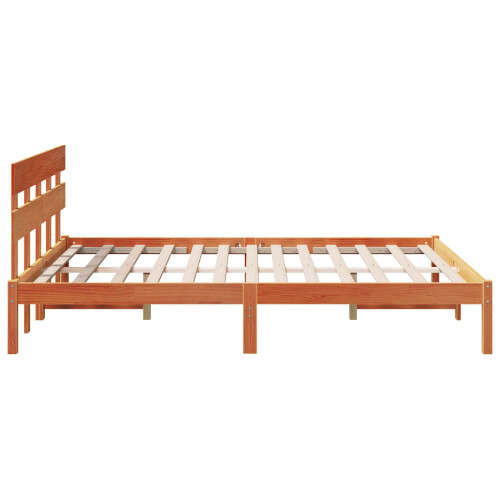VidaXL vidaXL Bed Frame with Headboard Brown 150 x 200 cm Solid Pine wood 2