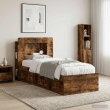 vidaXL Headboard Cabinet with Storage Smoked Oak Engineered Wood