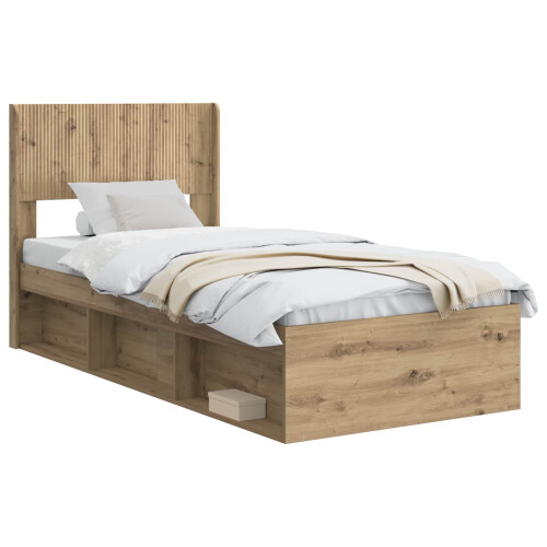 VidaXL vidaXL Bed Frame with Storage and Headboard Artisan Oak 75 x 190 cm 2