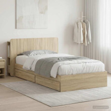 vidaXL Bed Frame with Storage Sonoma Oak 75 x 190 cm Engineered Wood