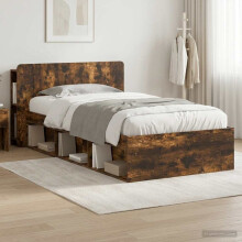 vidaXL Bed Frame with Storage Smoked Oak 75 x 190 cm Engineered Wood