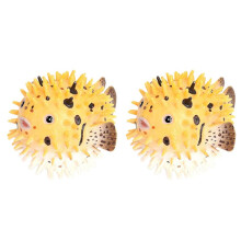 2X Figurine de Poisson-Globe Réaliste En Plastique Ensemble de Figurine de Poisson-Globe pour Collection Science Accessoire éducatif Modèle