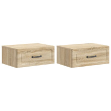 vidaXL Wall-Mounted Bedside Cabinet 2 pcs Sonoma Oak 49 x 34.5 x 20 cm