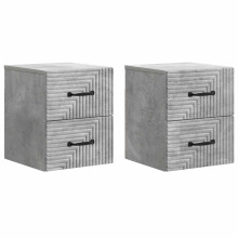 vidaXL Wall-Mounted Bedside Cabinet with Drawer 2 pcs Concrete Grey