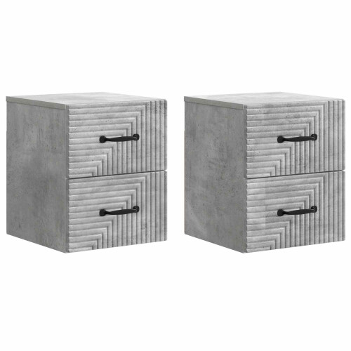 VidaXL vidaXL Wall-Mounted Bedside Cabinet with Drawer 2 pcs Concrete Grey
