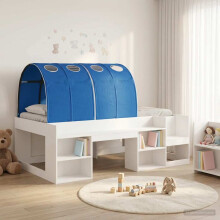 vidaXL Bed Frame with Tunnel 3 pcs White and Blue Engineered Wood