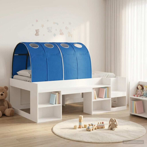 VidaXL vidaXL Bed Frame with Tunnel 3 pcs White and Blue Engineered Wood