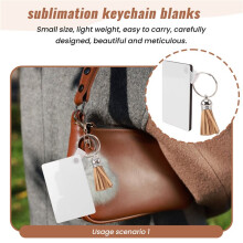 200Pcs Sublimation Keychain Blanks Set Rectangle Heat Transfer Blanks Keychain Tassels with Key Rings for Keychain DIY