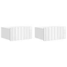vidaXL Wall-Mounted Bedside Cabinet with Drawer 2 pcs High Gloss White