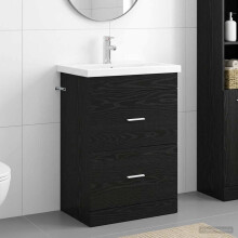 vidaXL Bathroom Furniture Set Black Oak 61 x 40 x 84.5 cm