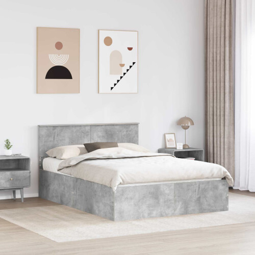 VidaXL vidaXL Bed Frame Concrete Grey 150 x 200 cm Engineered Wood 2