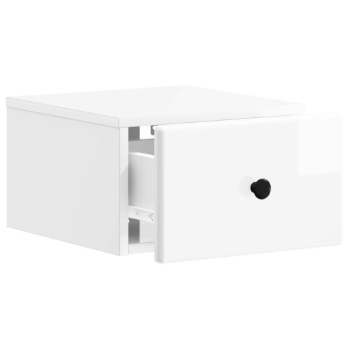 VidaXL vidaXL Wall-Mounted Bedside Cabinet with Drawer 2 pcs High Gloss White 2