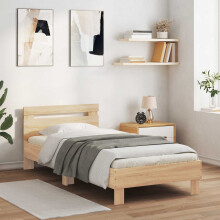 vidaXL Bed Frame with LED Sonoma Oak 80 x 200 cm Engineered Wood