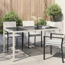 vidaXL Garden Table White 150 x 90 x 75 cm Poly Rattan