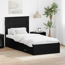 vidaXL Bed Frame with Headboard Black Oak 100 x 200 cm Engineered Wood