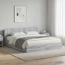 vidaXL Bed Frame with Storage Grey Sonoma 200 x 200 cm Engineered Wood