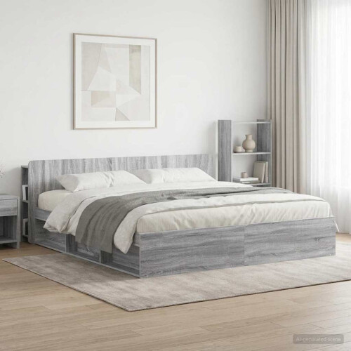 VidaXL vidaXL Headboard Cabinet with Storage Grey Sonoma Engineered Wood 2