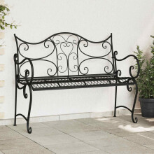 vidaXL Garden Bench 2-Seater 114 x 56.5 x 90 cm Steel Black