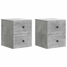 vidaXL Wall-Mounted Bedside Cabinet with Drawer 2 pcs Concrete Grey
