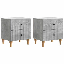 vidaXL Bedside Cabinet 2 pcs Concrete Grey 43 x 34.5 x 48 cm