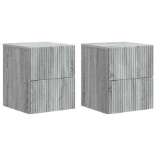 vidaXL Wall-Mounted Bedside Cabinet 2 pcs Grey Sonoma Engineered Wood