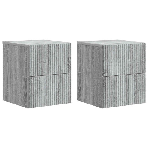 VidaXL vidaXL Wall-Mounted Bedside Cabinet 2 pcs Grey Sonoma Engineered Wood