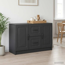vidaXL Sideboard with Drawer Black 89 x 34.5 x 57 cm Engineered Wood