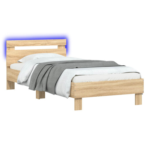 VidaXL vidaXL Bed Frame with LED Sonoma Oak 80 x 200 cm Engineered Wood 1