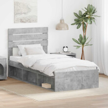 vidaXL Bed Frame Concerte Grey 90 x 190 cm Solid Pine Wood