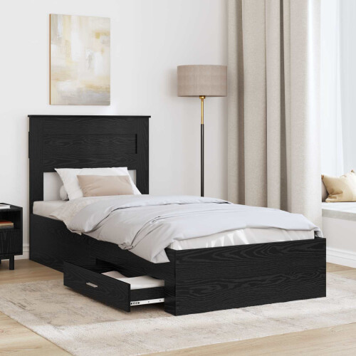 VidaXL vidaXL Bed Frame with Headboard Black Oak 100 x 200 cm Engineered Wood 2