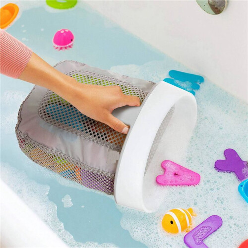 2X Hanging Bath Toy Storage with Quick Drying Mesh, White & Gray 2