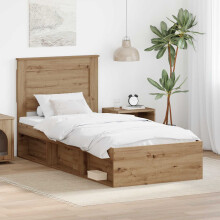 vidaXL Bed Frame Artisian Oak 75 x 190 cm Solid Pine Wood