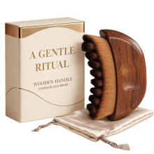 Lymphatic Massage Brush for Facial Lymphatic Drainage, Wooden Soft-Fiber Bristles for Contouring and Daily Care, Brown