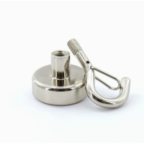 Magnetic Snap Hook 4-Pack — E-Type Snap Design with N38 Neodymium Magnet, 14kg Pull, Nickel-Plated Silver