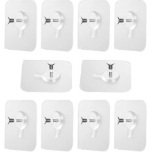Selbstklebende Bilderrahmenhaken – Transparente PVC-Acryl-Edelstahl-Bilderaufhängeleisten, 10er-Packung, ohne Bohren