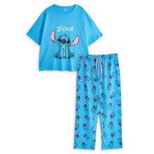 (X-Large) Disney Lilo & Stitch Short Sleeve Long Leg Pyjama Set (Womens Blue)