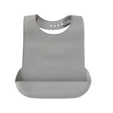 Extra großes Silikon-Erwachsenen-Lätzchen mit Auffangtasche - Wiederverwendbarer & Wasserdichter Mahlzeitenschutz Grey
