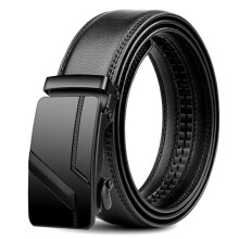 Gürtel mit Automatik-Schnalle 130cm – PU-Leder, rutschfestes schwarzes Casual-Design