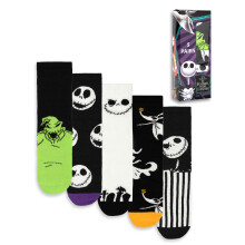 (7-11 UK) Disney The Nightmare Before Christmas Calf Socks Set of 5 (Unisex Black)