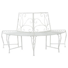 vidaXL Tree Bench 4-Seater 160 x 80 x 89 cm Steel Antique White