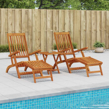 vidaXL Reclining and Folding Sunlounger Folding 2 pcs Natural